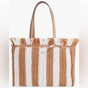 Kate Spade Sam Stripe Straw Tote